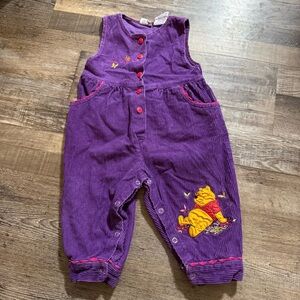 Vintage Pooh Purple Corduroy Kids Overalls- 18 months